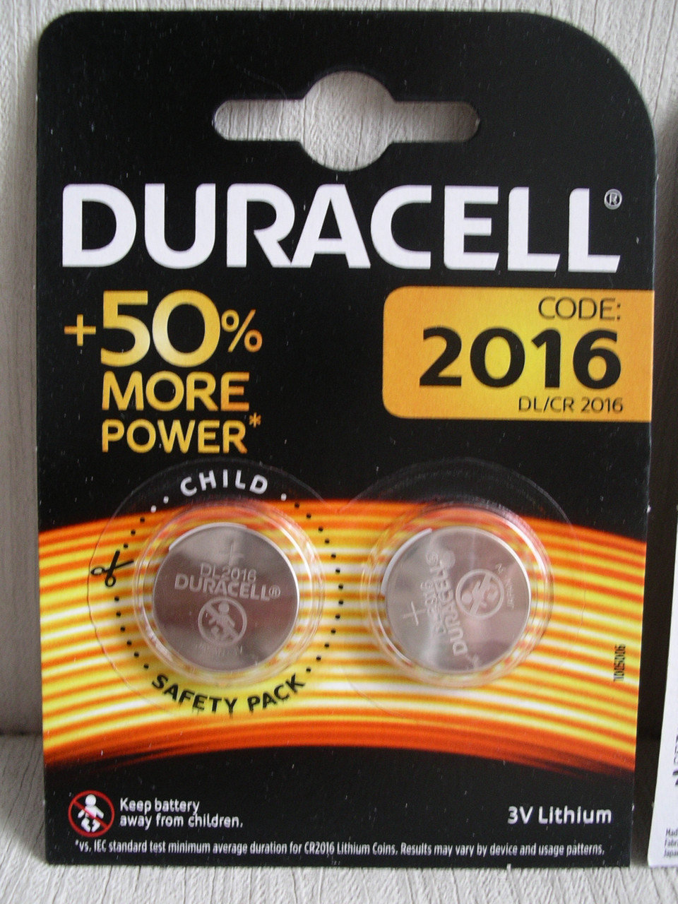 Батарейка DURACELL DL2016, ціна за 2 штуки в блістері-пакованні