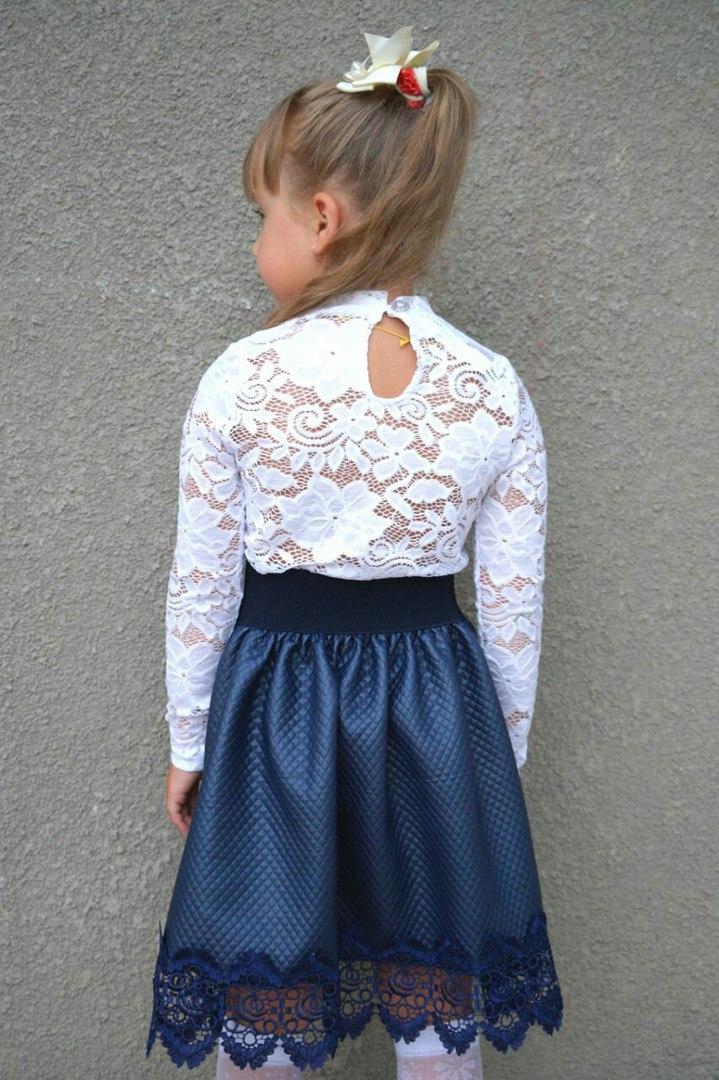 Купить Пышная юбка для девочки из структурного трикотажа с кружевом, в ...