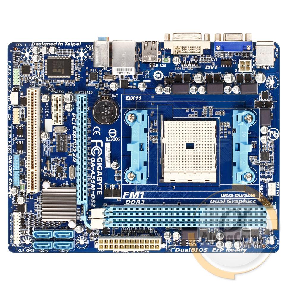Материнська плата Gigabyte GA-A55M-DS2 (FM1/AMD A55/2xDDR3) БУ