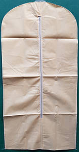 Чохол для зберігання і упаковки одягу на блискавці флізеліновий бежевого кольору. Розмір 60 см*140 см.