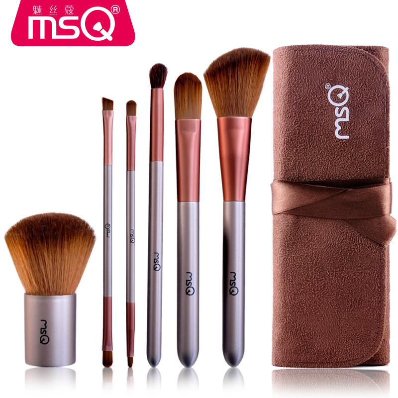 Набір кистей для макіяжу професійний MSQ Professional makeup brush set Bronz коричневий (6шт)