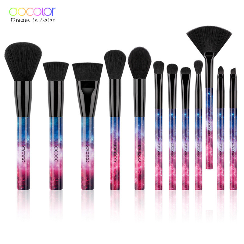 Набір кистей для макіяжу професійний DOCOLOR Professional makeup brush set Galaxy Stars градієнт (12шт)