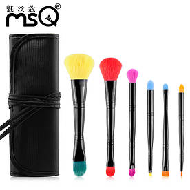 Набір кистей для макіяжу професійний MSQ Professional makeup brush set MultiColor чорний (6шт)