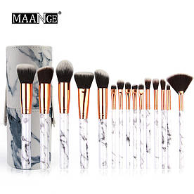 Набір кистей для макіяжу MAANGE makeup brush set Marble сірий (10шт)