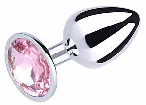 Анальна пробка S 2.8 см металева з каменем Swaronski Crystal Plug медична сталь, фото 5