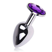 Анальна пробка S 2.8 см металева з каменем Swaronski Crystal Plug медична сталь, фото 4