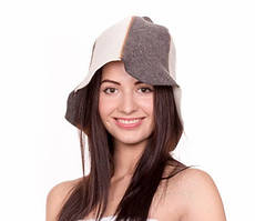 Банна шапка Luxyart "Комбі", натуральний войлок, сірий з білим (LA-063)