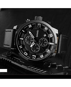 Класичні чоловічі годинники Skmei (Скмей)1309 Black / Red