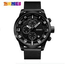Класичні чоловічі годинники Skmei (Скмей)1309 Black / Red, фото 2