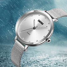 Оригінальні класичні жіночі годинники Skmei (Скмей)1291 Angelus Silver, фото 2
