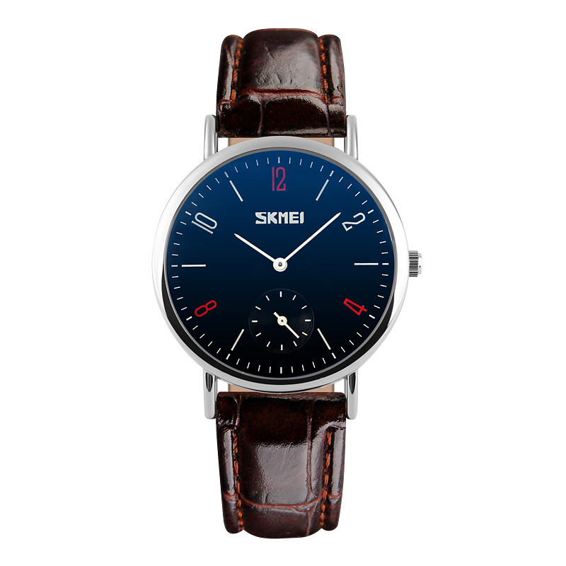 Класичний годинник SKMEI (СКМЕЙ) Braun blue ledi 9120