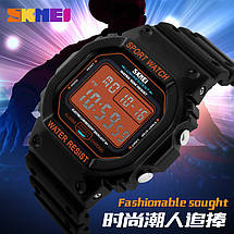 Оригінальні спортивні чоловічі годинники Skmei (Скмей) 1134 Black Orange, фото 2