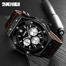 Класичні чоловічі годинники Skmei (Скмей) 9157 Black braun, фото 2