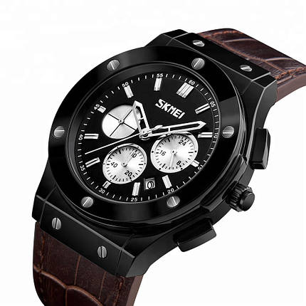 Класичні чоловічі годинники Skmei (Скмей) 9157 Black braun, фото 2