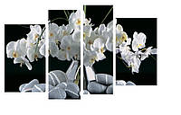 Модульна картина на полотні на стіну для інтер`єру/спальні/прихожої DK Білі Орхідеї 112х80 см (DKPM4-K797)