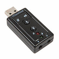 USB Звуковая карта 7.1 3D звук регулятор громкости