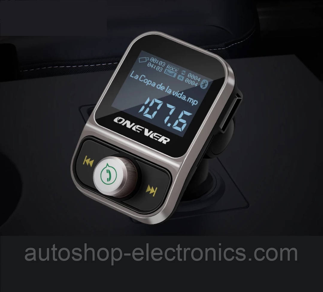 Bluetooth FM transmitter + 2хUSB + microSD + LineOut + Гучний зв'язок + 1.44" LCD voltage display