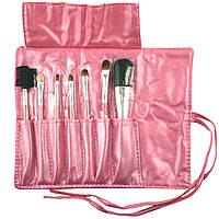 Набір пензлів для макіяжу 7 шт в чохлі Рожевий