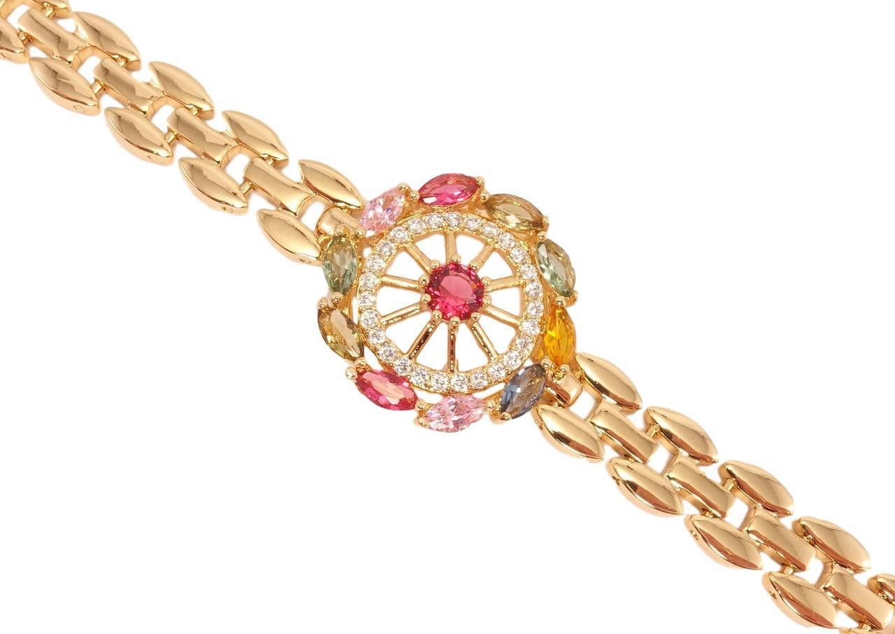 

Браслет Xuping Позолота 18K "Круглая вставка с цветными кристаллами" длинна 19см х 9мм