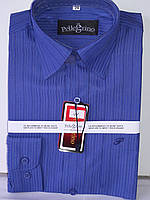 Сорочка дитяча з довгим рукавом dd-0041 Pellegrino синя класична в смужку для школярів