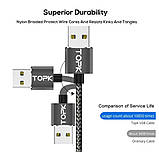 Червоний Магнітний Lightning  USB кабель TOPK з підсвіткою для iphone, фото 3