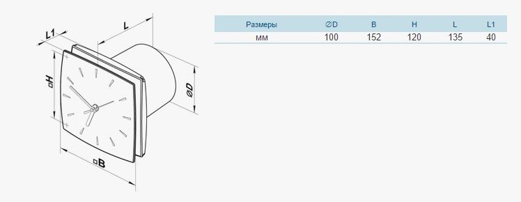 Вентилятор Вентс ЛД Фреш Тайм 100 с часами - фото 2 - id-p87862782