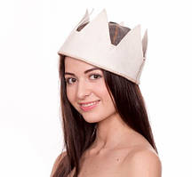 Банна шапка Luxyart "Цар", натуральний войлок, білий з сірим (LA-079)
