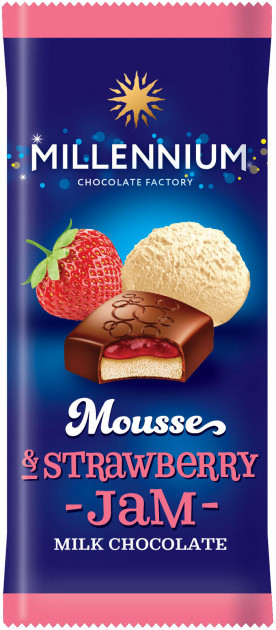 Шоколад Millenium Mousse молочний полуниця 135 g x 29 шт.