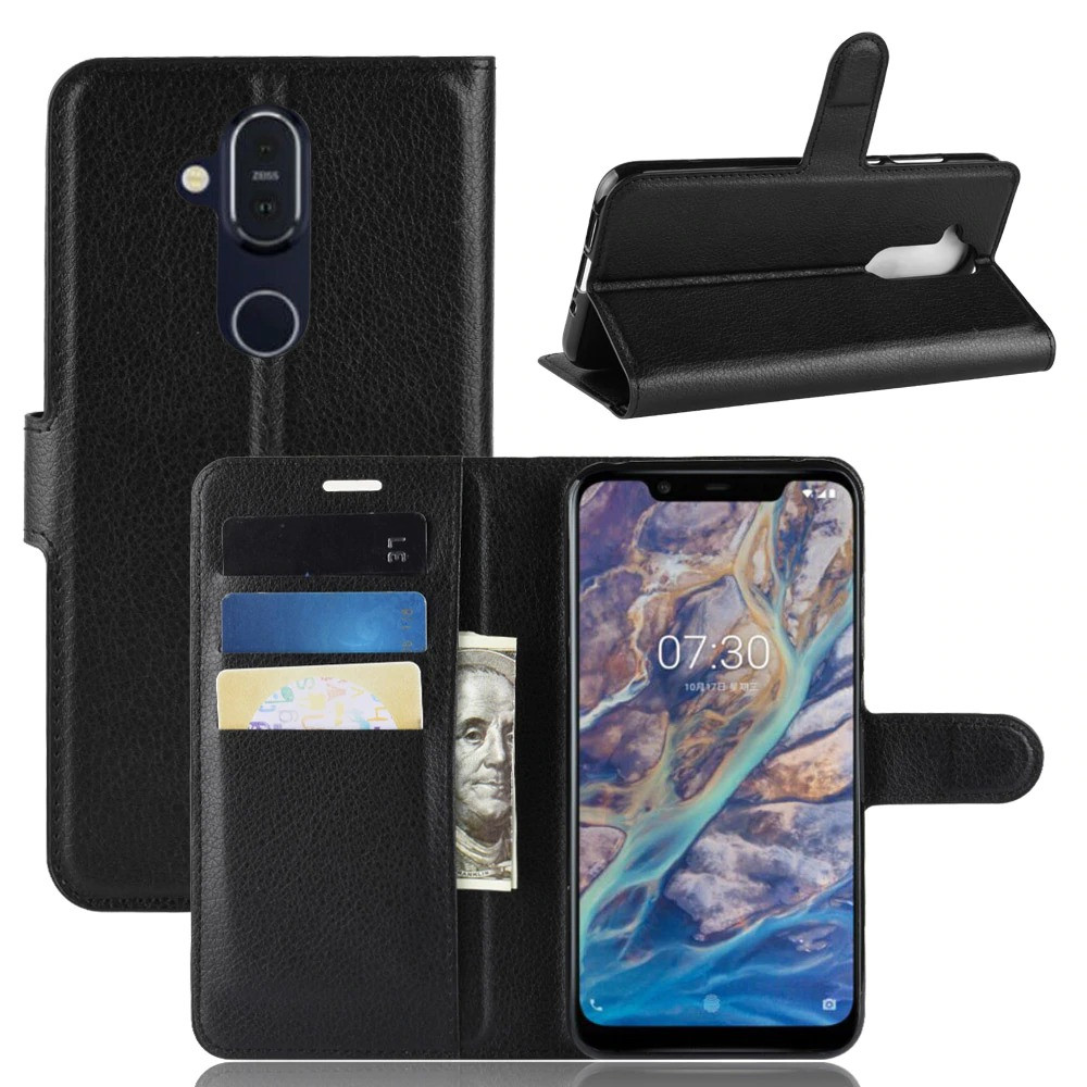 Чохол-книжка Litchie Wallet для Nokia 7.1 plus Чорний