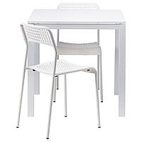 MELLTORP / ADDE Stół i 2 krzesła, biały 490.117.66