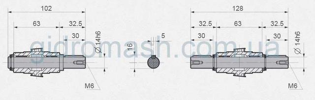Вихідний вал черв'ячного редуктора NRV 030