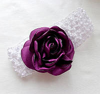 Повязка на голову для малышей и подростков с цветами из ткани ручной работы "Фиолетовая Роза"