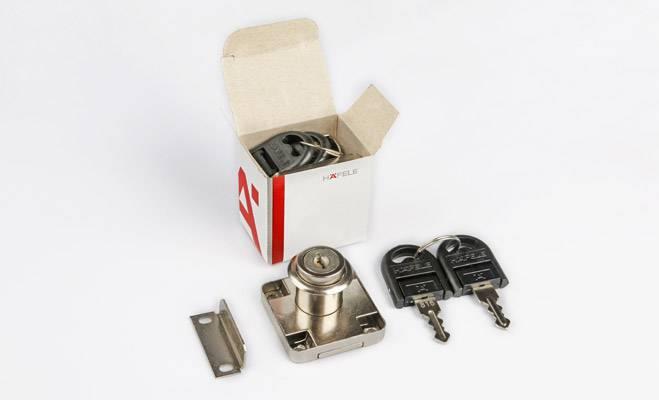 Замок меблевий для ящиків D 19 мм сталь нікельована, фото 1