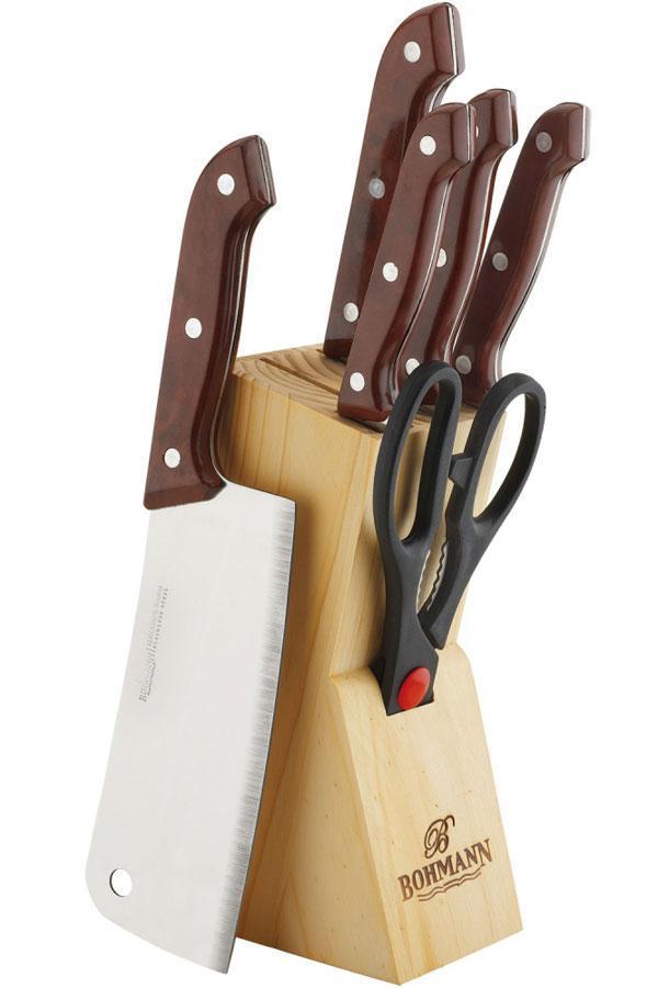Кухонні ножі BH-5127 MRB набір ножів на дерев'яній підставці 7 предметів зручні ножі