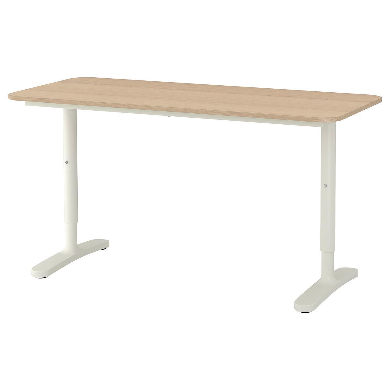 Комп'ютерний стіл IKEA BEKANT 140x60 см дубовий шпон білий 492.826.68