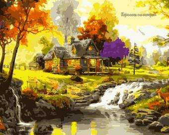 Картина за номерами Menglei Будинок у осінньому лісі VS083 40 х 50 см