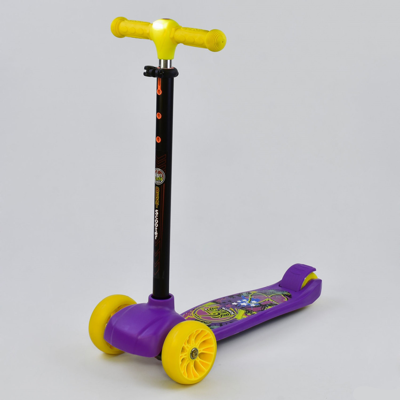 Самокат триколісний А - 2602 V Best Scooter, кермо З ФАРОЮ, 3 колеса PU зі світлом, d=12 см