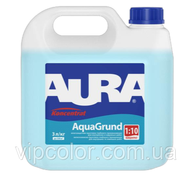 Aura Koncentrat AquaGrund 3 л Грунтовка глибокого проникнення вологозахисна Блакитна