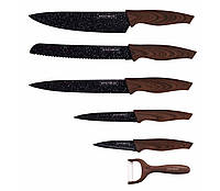 Набор ножей Royalty Line RL-WD5D + керамическая овощерезка ножи с деревянными ручками