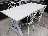 Стіл обідній Астон 120 Лофт, білий каркас, стільниця Аляска, стиль Loft, Метал-Дизайн, фото 6