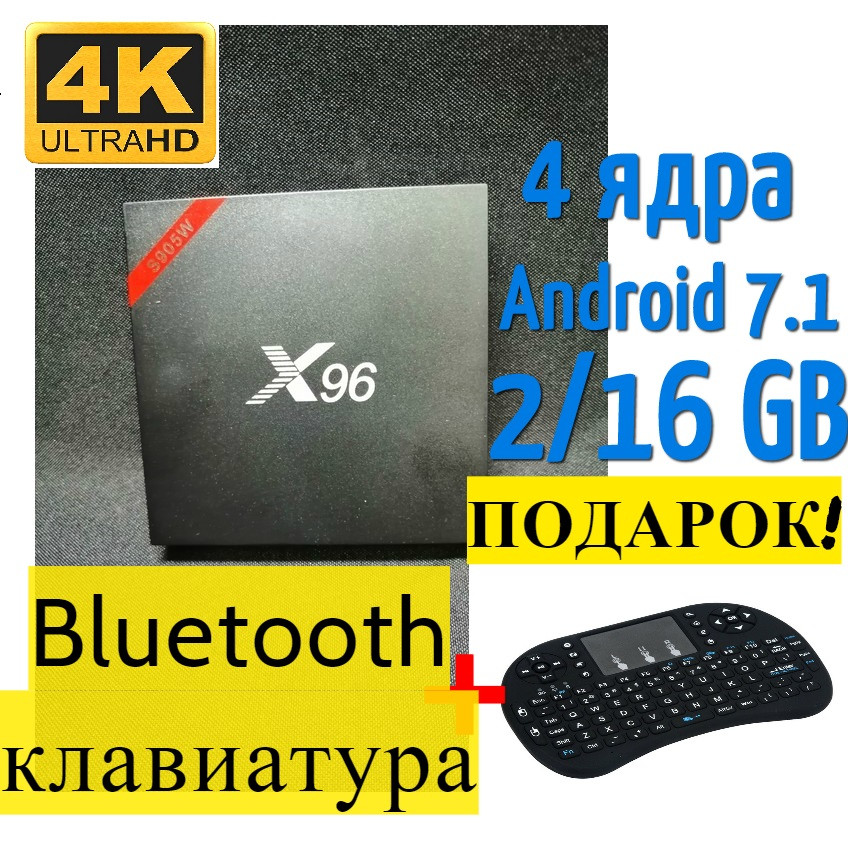 Android приставка X96 4К (2/16 Gb) 4 ЯДРА Android 7.1 + Подарунок!