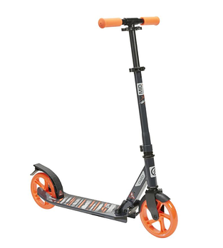 Дитячий складаний 2-колісний чорний самокат MID 7 з підніжкою