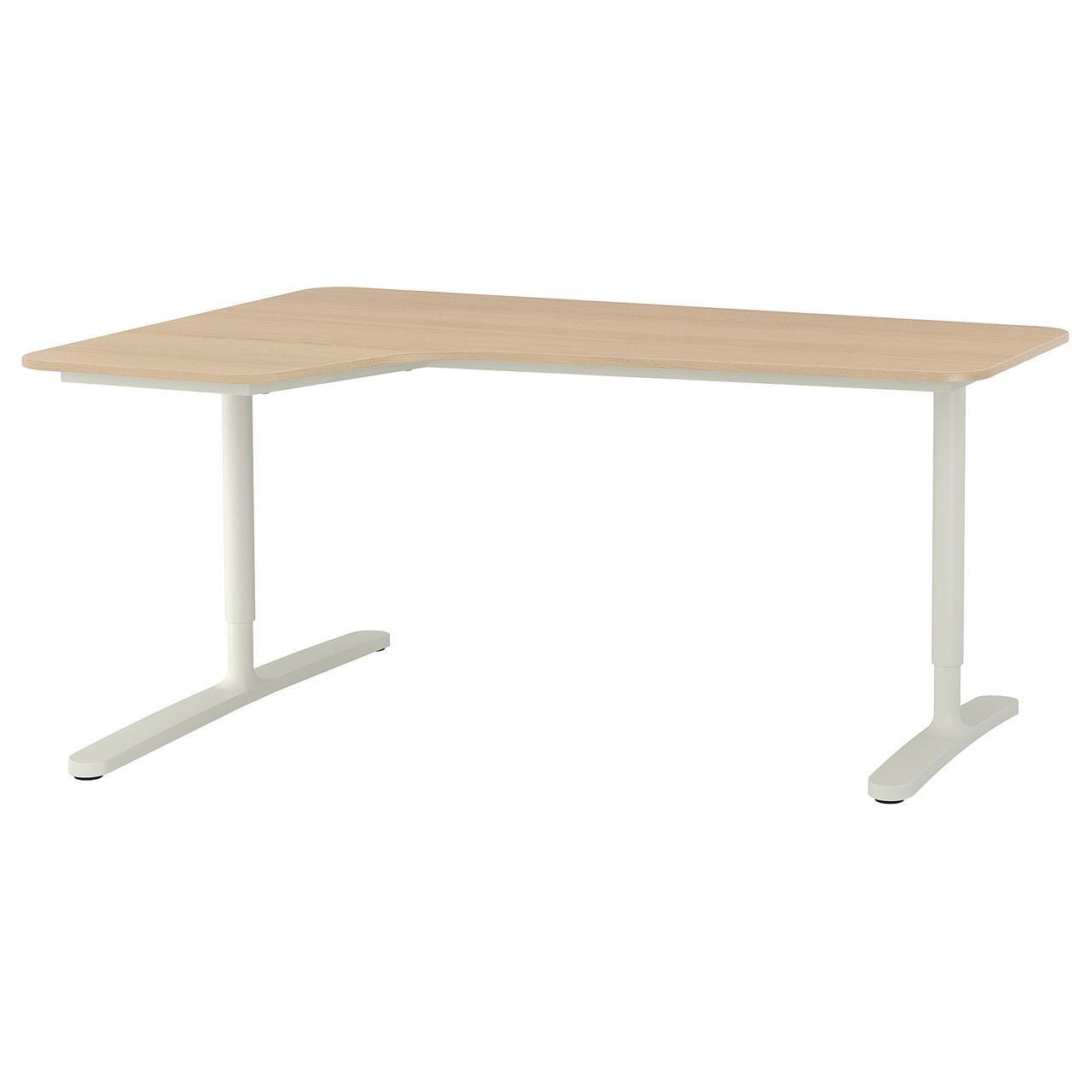 Комп'ютерний стіл IKEA BEKANT 160x110 см кутовий дубовий шпон білий 192.828.39
