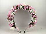 Віночок на голову з квітів рожевий, фото 7