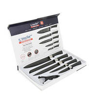Чорний набір кухонних ножів Zepter DV 132 набір 6 предметів на подарунок набір для кухні