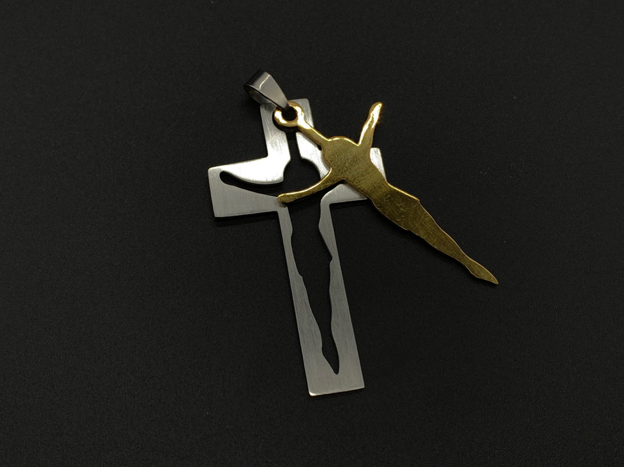 Сталеві підвіски для прикрас хрест подвійний 58х40мм Фурнітура для біжутерії, фото 1