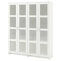 Стеллаж (книжный шкаф) IKEA BRIMNES 160x35x190 см стеклянные двери белый 492.782.37