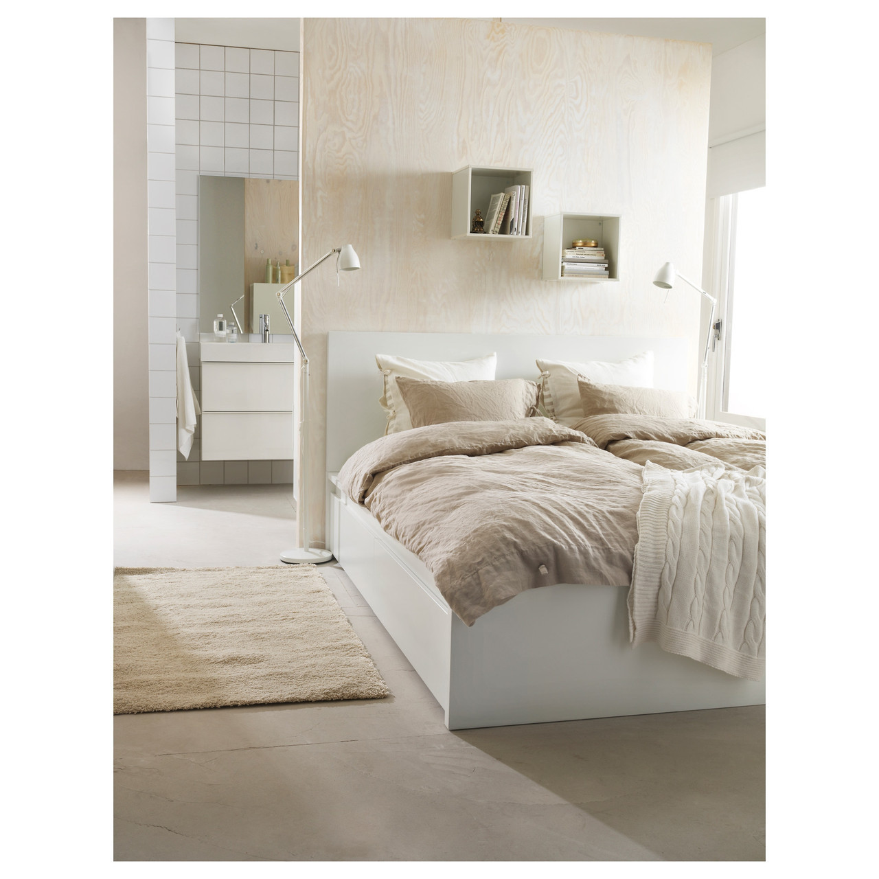 Каркас кровати IKEA MALM 140x200 см белый Leirsund 790.199.16 - фото 4 - id-p930353770