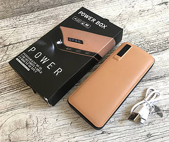 Power Bank 50000 mah Коричневий з екраном 3 USB + ліхтарик Тонкий, УМБ, павер банк