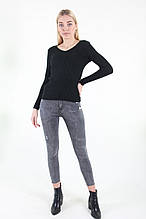 Облягаючі джинси жіночі в сірому кольорі укорочені